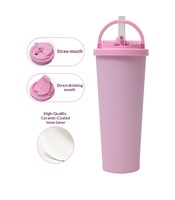 Nouvelle tasse à paille en acier inoxydable de 850 ml grande capacité, à double paroi, isolée sous vide, en céramique, style minimaliste moderne, pour le commerce transfrontalier