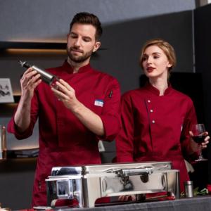 Hecho en fábrica Check Hotel <span class=keywords><strong>Master</strong></span> Bleach resistente <span class=keywords><strong>Chef</strong></span> Star uniforme personalizado mujeres uniforme - Product Image 2