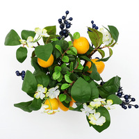 Rangkaian Bunga Buatan Lintas Negara dari Busa Sutra, Daun, Cabang Kecil Lemon, Blueberry, Buah-buahan - Gaya Eropa-Amerika untuk Rumah