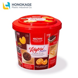 Récipient en plastique pour biscuits à usage unique, emballage écologique rond de 1.25 gallons, logo personnalisé imprimé, récipient pour cookies - Product Image 2