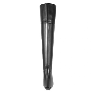 Simple Design Square Toe Shoes Over the Knee High Women Flat <b>Long</b> Boots Wide Top Low Chunky Heels Boots for Ladies - Product Image 4