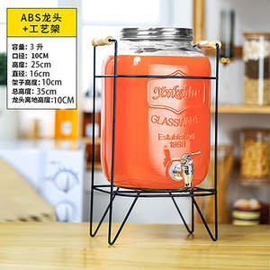 Vendita calda 8L Design classico di vetro distributore di bevande acqua fredda succo di liquido vasetto con ferro e legno Stand per la decorazione per la casa - Product Image 5