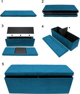 109*38*38cm Faux Suede <strong>Large</strong> Foldable Portable Homeuse Livingroom Furniture Inner Divider <strong>Pouffe</strong> Storage Stool Bench Ottoman - Product Image 2