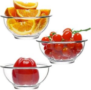Ensaladera de vidrio de borosilicato transparente redondo grande y ecológico, cuenco de almacenamiento de frutas y verduras para uso doméstico para fiestas - Product Image 1