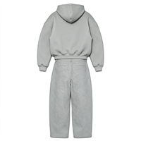 Ensemble de survêtement 2 pièces pour homme : sweat à capuche zippé surdimensionné 450 GSM et pantalon large, personnalisable avec logo, style streetwear