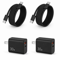 Chargeur mural rapide pour téléphone 30W à double port PD QC, prise EU/US, kit de câble Type-C assorti, protection de sécurité, logo personnalisé, directement de l'usine