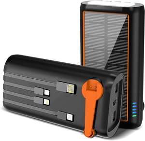 Nouvelle conception 2026 – Batterie solaire ABS 61200 mAh avec manivelle, charge rapide 15W, étanche IPX7, lampe de poche SOS et radio d'urgence - Product Image 1