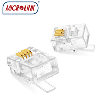 Connecteur rj11 mâle de câble de téléphone, Cat3 modulaire 6p4c, 2 pièces, prise rj45