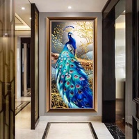 Peinture au diamant 5D DIY de haute qualité professionnelle, motif paon, style moderne classique, pour décoration murale et décoration intérieure