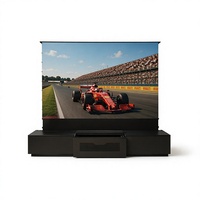 120 Zoll Schwarzer Rechtwinkliger Laser-TV-Schrank mit Elektrischem Bodenaufzug ALR UST Ein-Klick-Lift 16:9 4K UHD Versteckter Stauraum