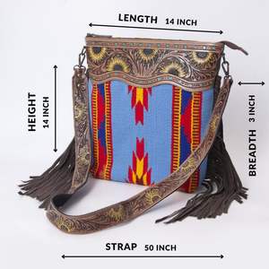 Bolso bandolera de cuero de vaca para mujer Monedero de mensajero de estilo occidental con correa ajustable y detalles de cuero mecanizado - Product Image 4