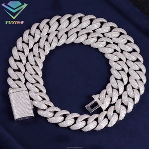 Cadena de Plata de Ley con Incrustaciones de Circonitas, Estilo Cubano de Miami, 17 mm, 4 Filas, para Hombre, Collar Hip Hop - Product Image 2