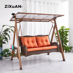 Sedia a dondolo da giardino in alluminio pressofuso di alta qualità, 3 posti, con tetto, per esterni, in metallo, in <span class=keywords><strong>ferro</strong></span> <span class=keywords><strong>battuto</strong></span>, per patio, con funzione letto, per pranzo all'aperto - Product Image 4