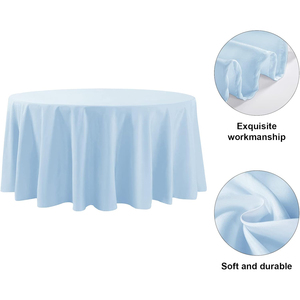 White Ivory Black Woven 100% Polyester <b>Disposable</b> Tablecloth for Wedding Party Round Rectangle Square - Product Image 3