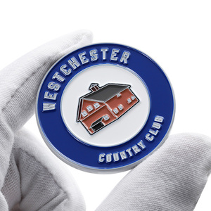 Pièces commémoratives personnalisées en alliage de zinc, logo émaillé 3D de club de golf, lettres double face, pour souvenirs - Product Image 1