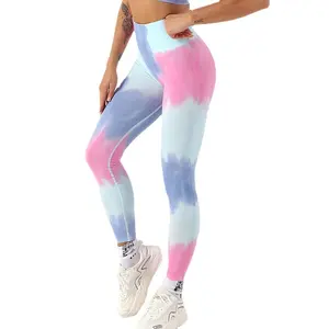 Hot Bán Tie Dye Cộng Với Kích Thước Liền Mạch Yoga Quần Đào Tạo Thể Dục Thể Thao Mông Nâng Cao Eo Phụ Nữ Vớ Yoga Xà Cạp