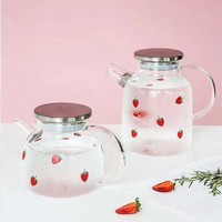 Carafe à eau en verre borosilicate personnalisée en gros avec couvercle en acier inoxydable pour thé, jus et boissons, idéale pour la maison