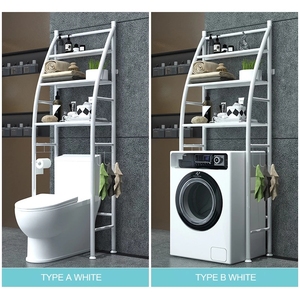 Étagère de rangement au-dessus de la machine à laver dans la salle de bain, étagère en acier inoxydable, espace à trois niveaux, étagère intégrée - Product Image 2