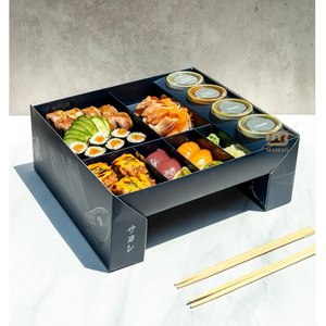 Biểu tượng tùy chỉnh dùng một lần Sushi Set hộp thiết kế mới nhanh chóng bao bì thực phẩm Takeaway Sushi hộp giấy màu đen Sushi đưa ra container - Product Image 6