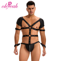 BDSM mode réglable en cuir Bondage harnais hommes Rivet lambris hanche dos ouvert fétiche Bondage sangles Sexy Lingerie hommes