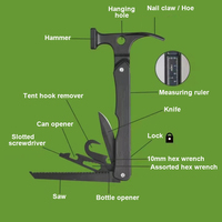 Outils multifonctions pliables 2026 avec marteau, couteau, scie et ouvre-bouteille pour le camping et la survie en extérieur