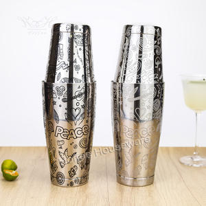 Dragon Loong gravé personnalisé 18oz/28oz barman Cocktail secouant l'outil étain sur l'étain boîtes pondérées en acier inoxydable Boston <span class=keywords><strong>Shaker</strong></span> - Product Image 5