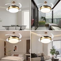 Ventilateur de plafond moderne en acrylique avec LED, 6 vitesses, variateur d'intensité, télécommande, 42 pouces, 3 couleurs, pour salon