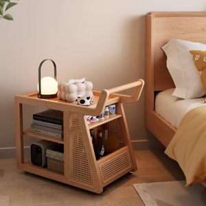 Table d'appoint pratique en bois massif avec étagère de rangement à <span class=keywords><strong>3</strong></span> niveaux, table d'appoint étroite, chariot <span class=keywords><strong>utilitaire</strong></span> roulant avec roulettes pour la maison, petits espaces - Product Image 6