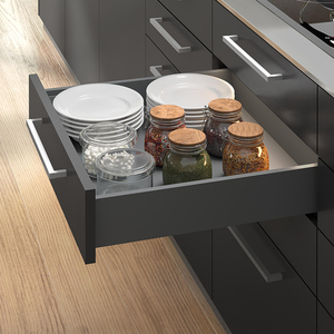 EMUCA Vertex acciaio grigio antracite 40 kg chiusura morbida Kit cassetto cucina e bagno altezza 131 mm 400 mm profondità-3171135 - Product Image 2