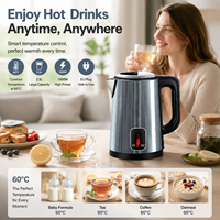 Bouilloire électrique 2,5 L 60 ° Chauffe-eau électrique en acier inoxydable à température constante, finition brossée, prise EU, OEM