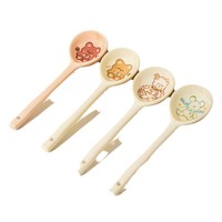 Cuillère à long manche en céramique motif ours de dessin animé – Style simple pour desserts et thé au lait – Tendance Internet