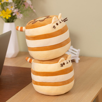 Peluche Super Douce Fat Cat en PP - Personnalisable, Grise, Dessin Animé, Anti-Stress, Finition Lavée avec Vernis UV, Unisexe