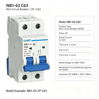 Disjoncteur miniature CHINT NB1-63 D16A 3P 4P Courbe D 6kA AC380V AC400V pour distribution électrique, certifié CE, stock usine