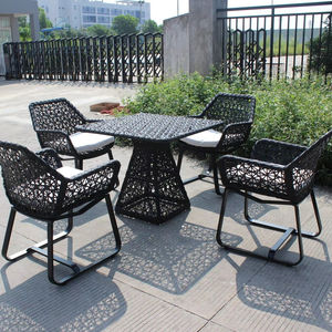 Vendita calda giardino ristorante all'aperto <span class=keywords><strong>Cafe</strong></span> 4 posti mobili in Rattan tavolo da pranzo e sedie Set - Product Image 3