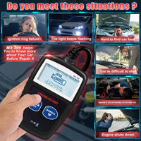 OBD2 Black MS309 Auto Scanner Plastic OBD II Lector de código de coche y herramienta de diagnóstico para vehículos múltiples