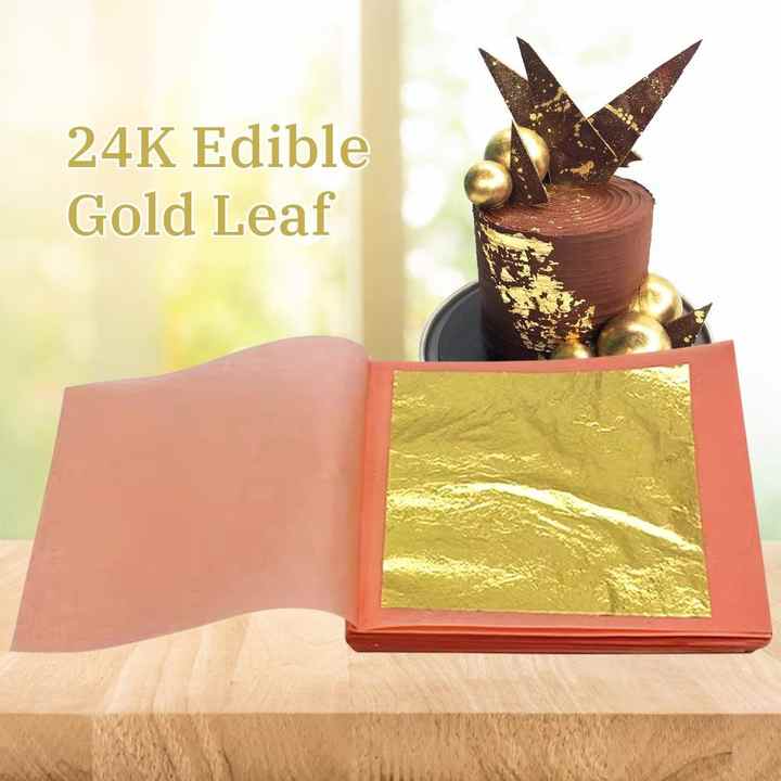8X8Cm 24K Pure Genuine Food Grade Edible Gold Foil Leaf Sheets Paper ...