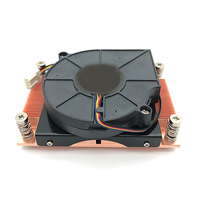 Dissipateur thermique actif 1U en cuivre à ailettes rainurées 95W LGA2011 pour processeur de serveur étroit avec ventilateur, dissipateur thermique usiné CNC
