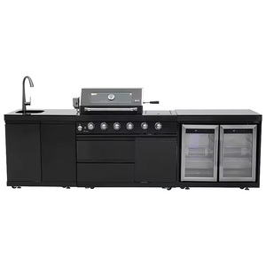 Luxury Garden Outdoor Kitchen Furniture Frame Stainless Steel Natural Gas Korean <strong>BBQ</strong> Grill Table Gas Food Truck Barbecue Grills - Product Image 4