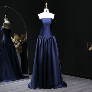 Sharon Said SF480 Trägerloses Abendkleid in Marineblau mit A-Linie für Hochzeit, formelle Anlässe, Ballkleid, Gastkleidung, nicht auf Lager - Product Image 2
