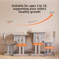 Ensemble de bureau et chaise d'école compact, réglable en hauteur, ergonomique, table d'étude pour enfants, chaise de classe, bureau individuel pour étudiant