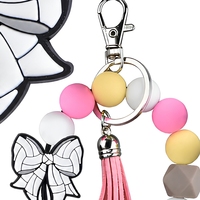 PDD Custom Pastel Bow Silicone PVC Beads Keychain Wristlet DIY Beadable Pen Charm Gift Making Accessories Sport Focal Beads