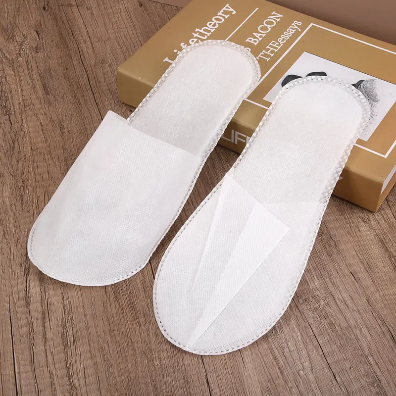 Factory Direct Custom Logo White Hotel Spa Disposable Slippers