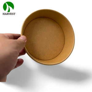 Bols à salade ronds écologiques biodégradables en papier kraft noir jetable de 24oz 32oz - Product Image 5