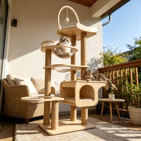 Arbre à chat multi-niveaux de luxe, style moderne, structure d'escalade pour chat, griffoir en sisal, arbre à chat naturel, fantaisie et énorme