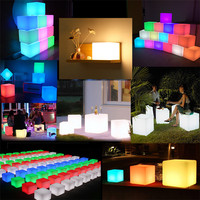 Tabourets de Bar à LED escamotables avec logo personnalisé 16 couleurs différentes changeantes Chaise de Bar Cube en plastique LED lumineuse imperméable pour événements extérieurs
