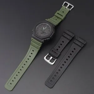 Correia de borracha para relógio esportivo, fivela de aço inoxidável tpu 16mm, substituição para casio g shock ga 2100 DW-5600