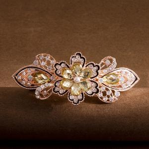 Pince à cheveux rétro classique pour femmes, épingle à cheveux florale colorée, strass, croix, camp, mode, perle, fleur, printemps - Product Image 6