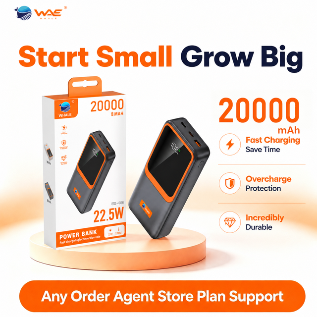 WHALE,20000mah,original Power Bank for Mobile Phone for Itel ,for Tecno ,for Oraimo,for XIAOMI Super Fast Charging,good Quality