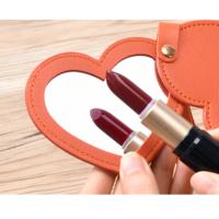 Cadeau de la Saint-Valentin, miroir porte-clés en forme de cœur, cuir PU, verre HD, miroirs de poche personnalisés pour femmes et filles