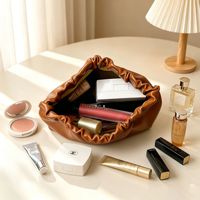 Pochette de rangement portable en cuir PU pour clés et rouges à lèvres, petite pochette de maquillage vintage tendance, pochette pour pinceaux de maquillage